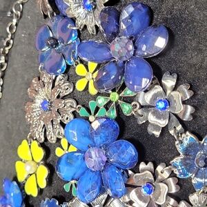 Blue flower statement necklace
